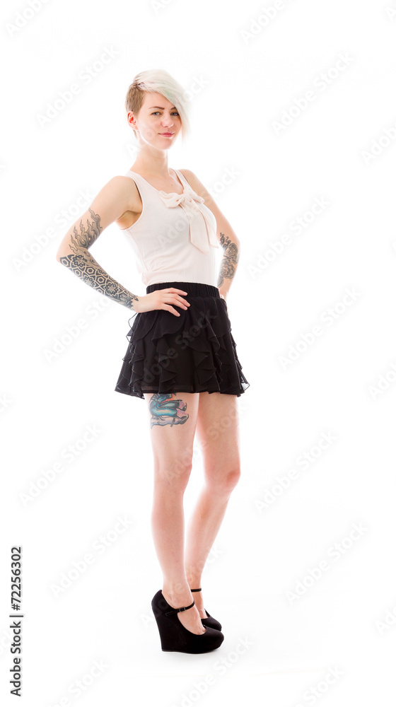 model isolated on plain background pround confident hands on hip model isolated on plain background pround confident hands on hip