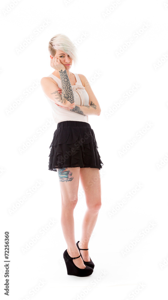 model isolated on plain background bored upset model isolated on plain background bored upset