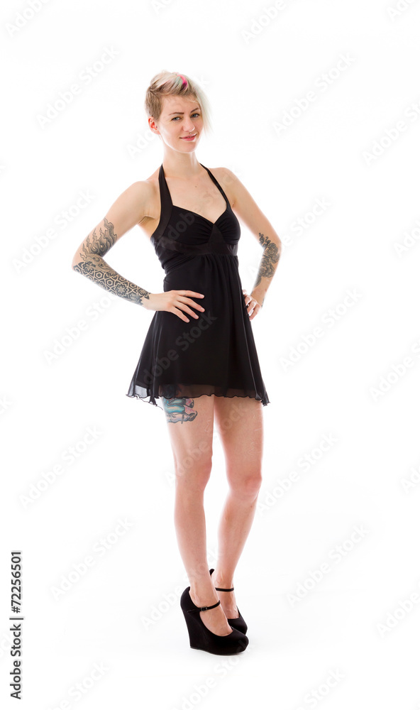 model isolated on plain background pround confident hands on hip model isolated on plain background pround confident hands on hip