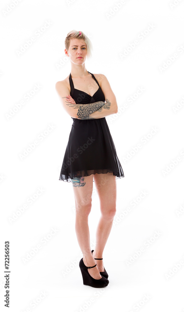 model isolated on plain background happy smiling arms crossed model isolated on plain background happy smiling arms crossed