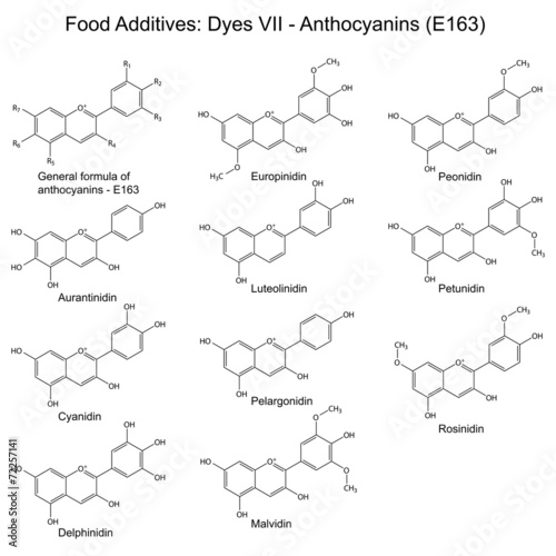 Structural formulas of food additives - anthocyanins