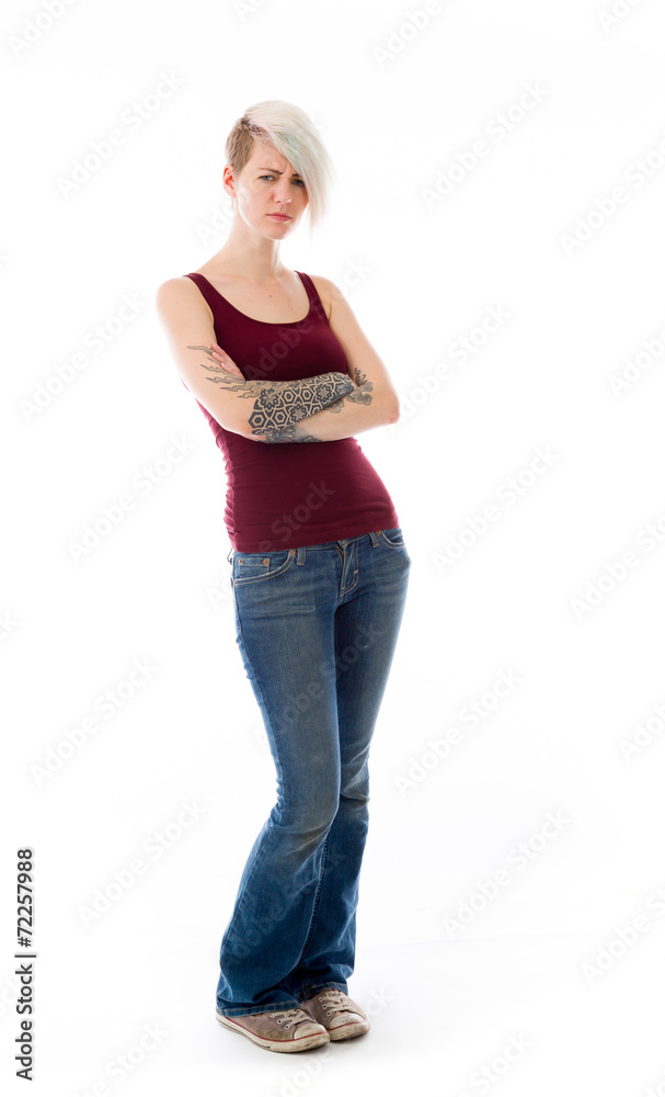 model isolated on plain background upset angry worried model isolated on plain background upset angry worried