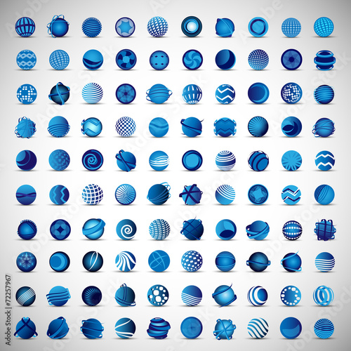 3D Globe Icons Set - Isolated On Gray Background