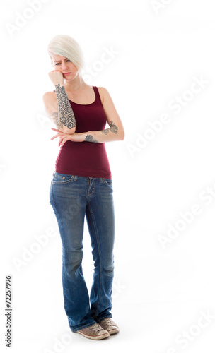 Cuadro en lienzo model isolated on plain background bored upset
