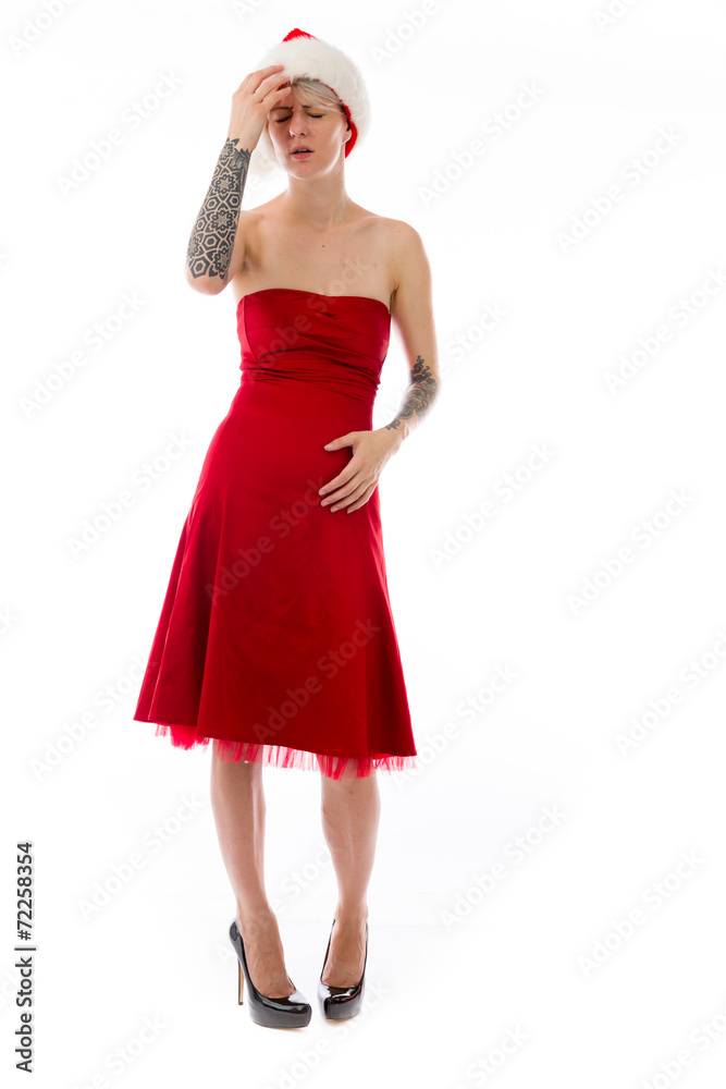 model isolated on plain background confused headache model isolated on plain background confused headache