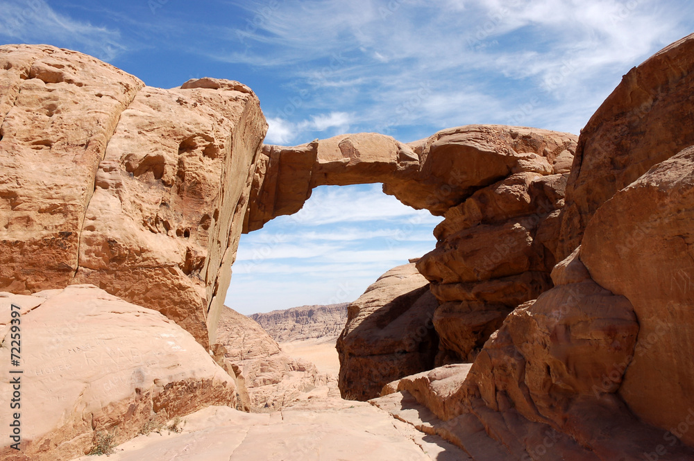 Burdah Arch in Wadi Rum desert.