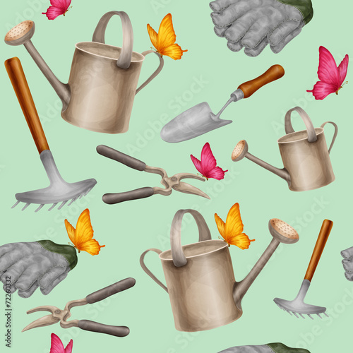 Garden tools seamless pattern