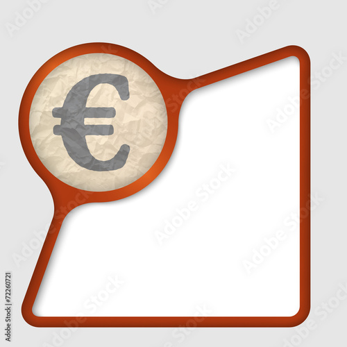abstract frame with texture of crumpled paper and euro symbol
