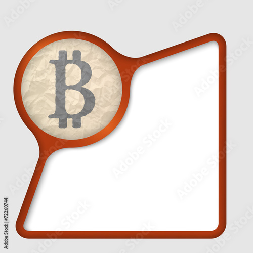 abstract frame with texture of crumpled paper and bit coin symbo
