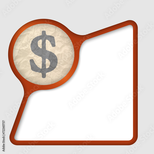 abstract frame with texture of crumpled paper and dollar symbol