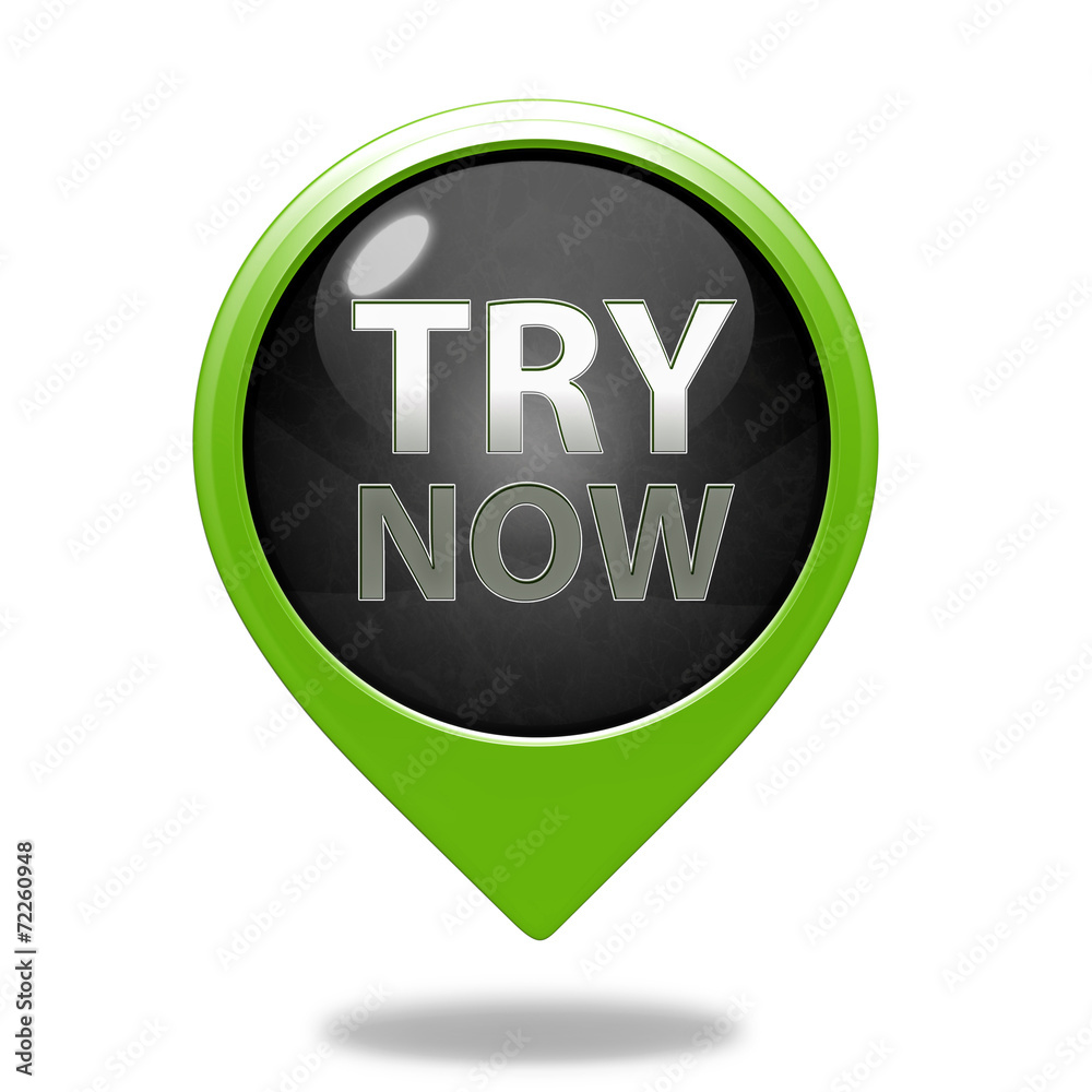 Try now pointer icon on white background Try now pointer icon on white background