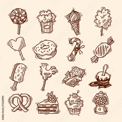 Sweets sketch icon set