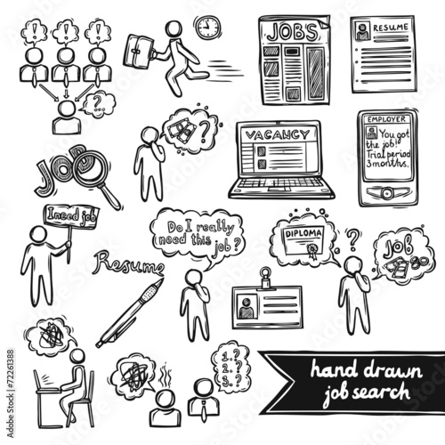 Job interview sketch set