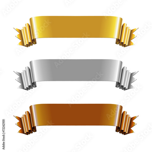 Set of Gold, Silver and Bronze Ribbons