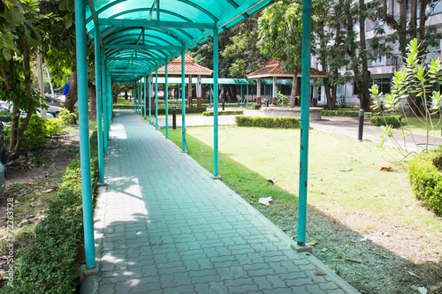the pathway with the roof