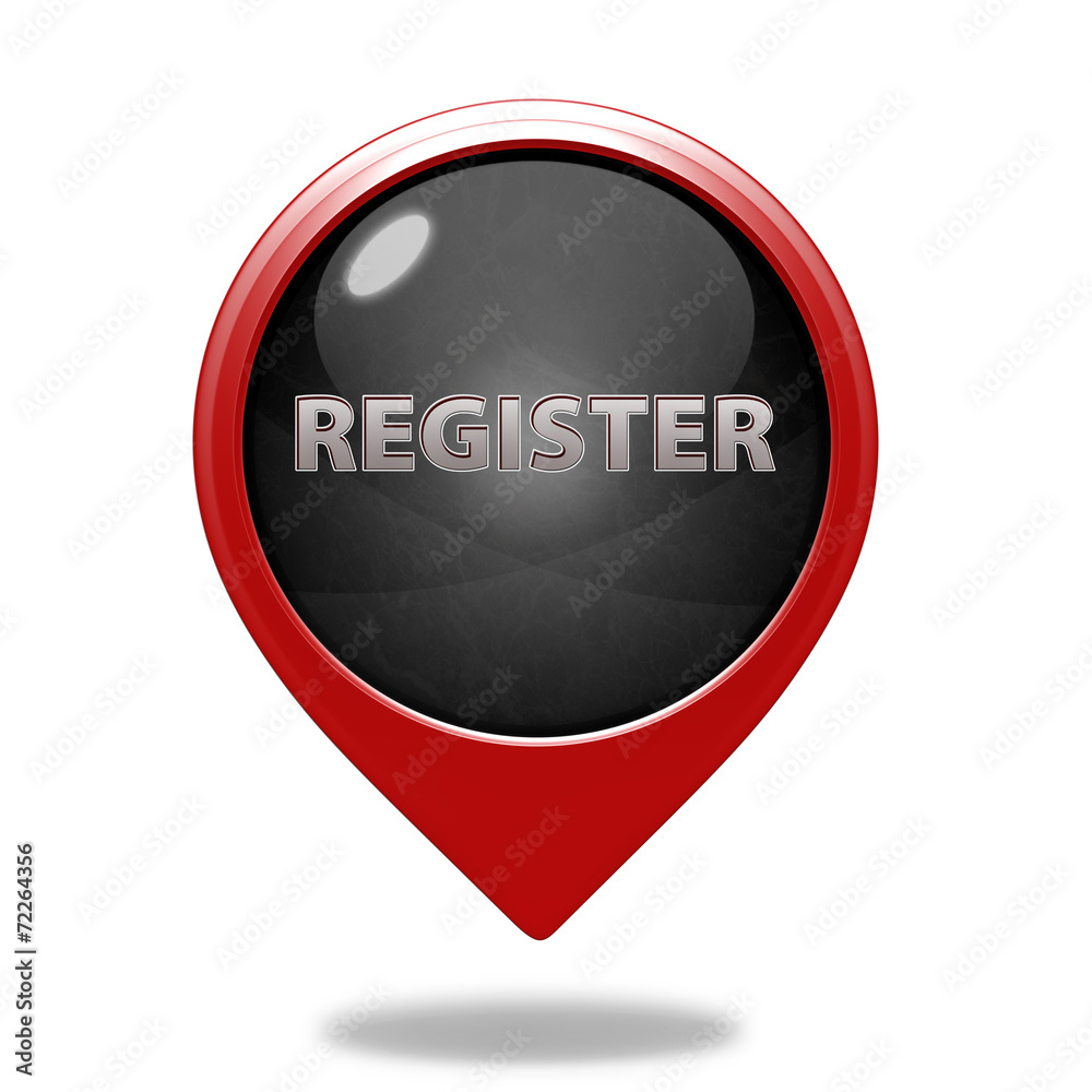 register pointer button on white background register pointer button on white background