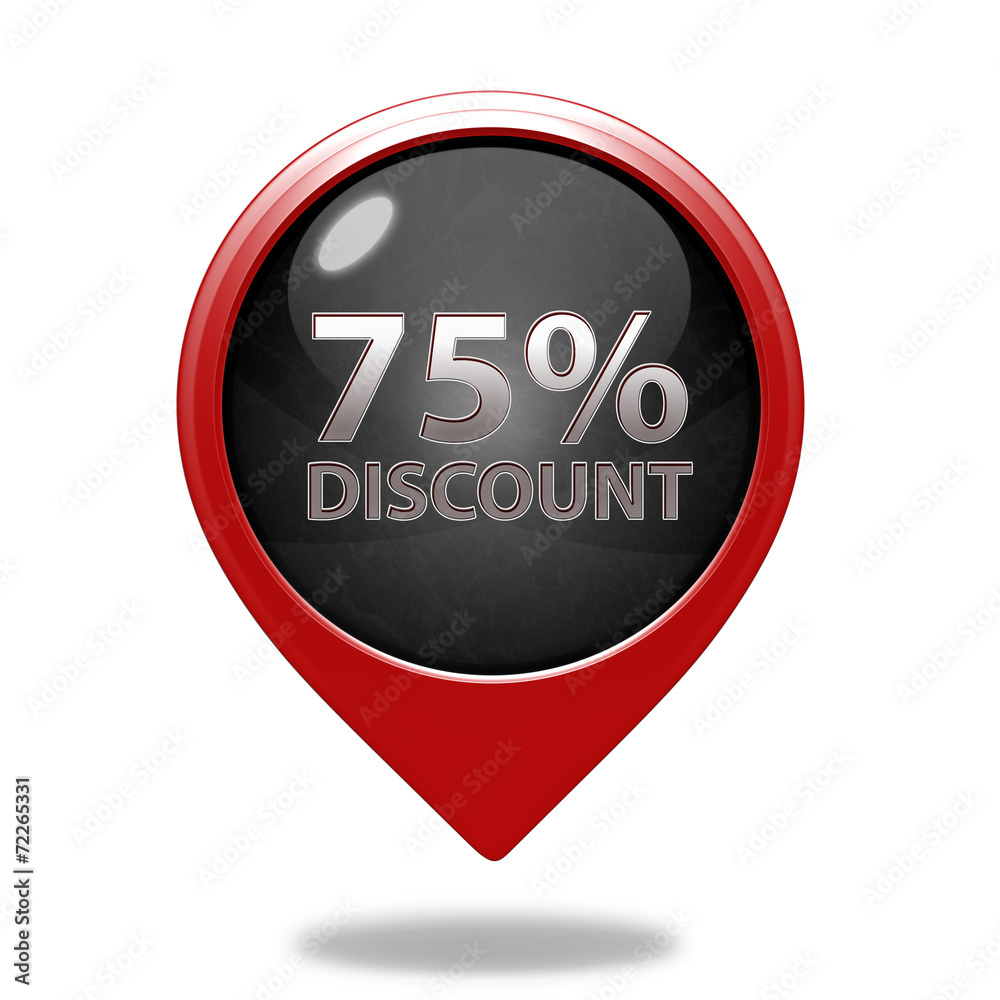 Discount 75 pointer icon on white background Discount 75 pointer icon on white background