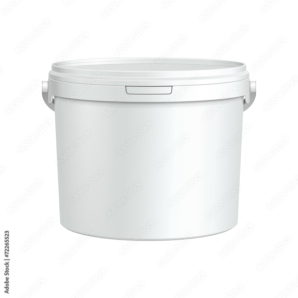 Opened White Tub Paint Plastic Bucket Container Opened White Tub Paint Plastic Bucket Container
