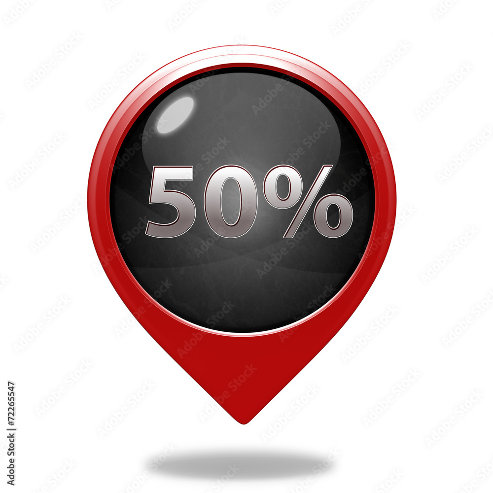 Fivety percent pointer icon on white background Fivety percent pointer icon on white background