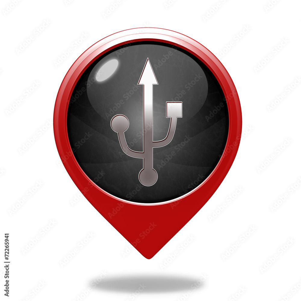 Usb pointer icon on white background