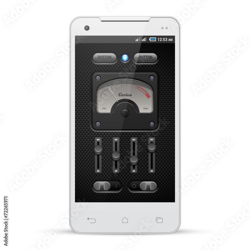 Carbon UI Application Software Controls Set. White Smartphone