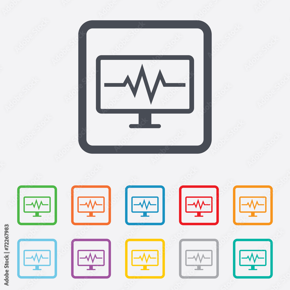 Cardiogram monitoring sign icon. Heart beats. Cardiogram monitoring sign icon. Heart beats.