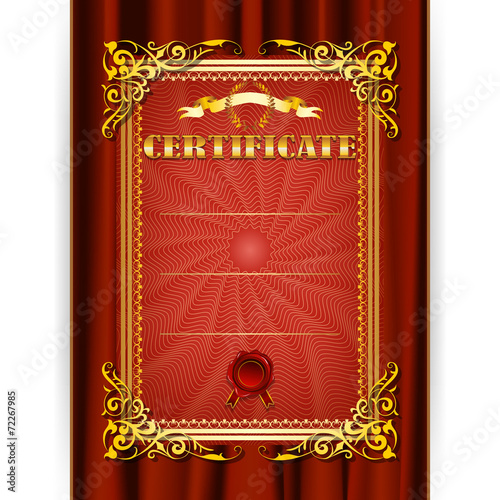 Vector certificate on textile background