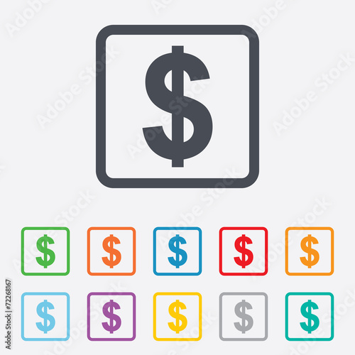 Dollar sign icon. USD currency symbol.