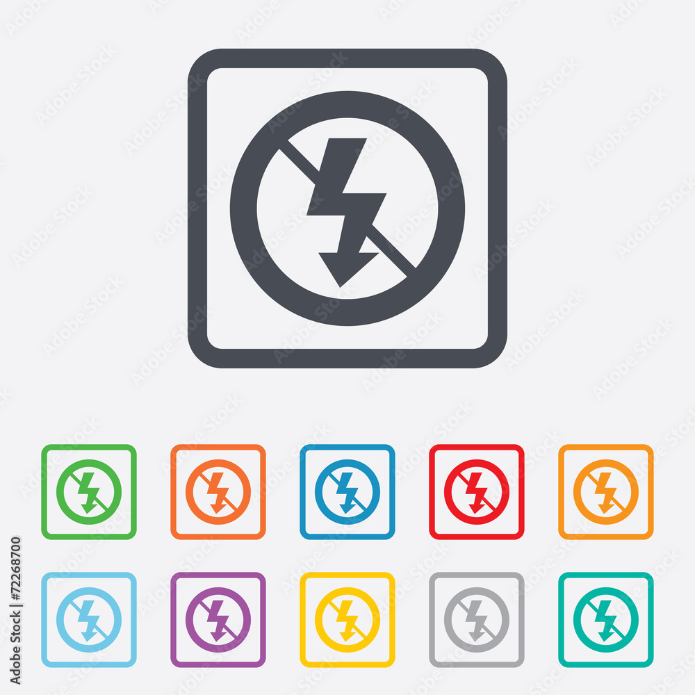 No Photo flash sign icon. Lightning symbol. No Photo flash sign icon. Lightning symbol.