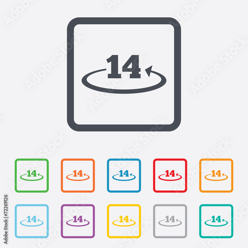 Return of goods within 14 days sign icon.