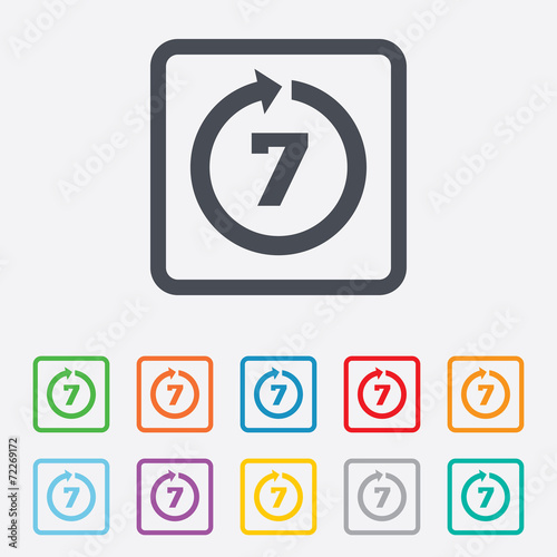 Return of goods within 7 days sign icon.