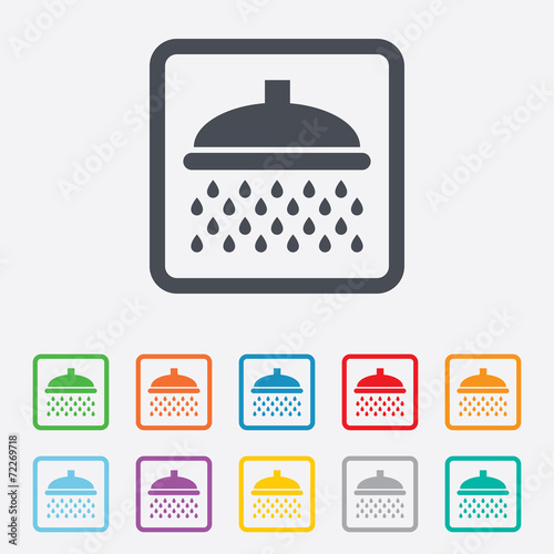 Shower sign icon. Douche with water drops symbol