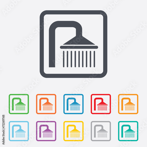 Shower sign icon. Douche with water drops symbol
