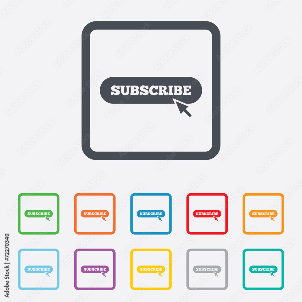 Subscribe with cursor pointer icon. Membership Subscribe with cursor pointer icon. Membership