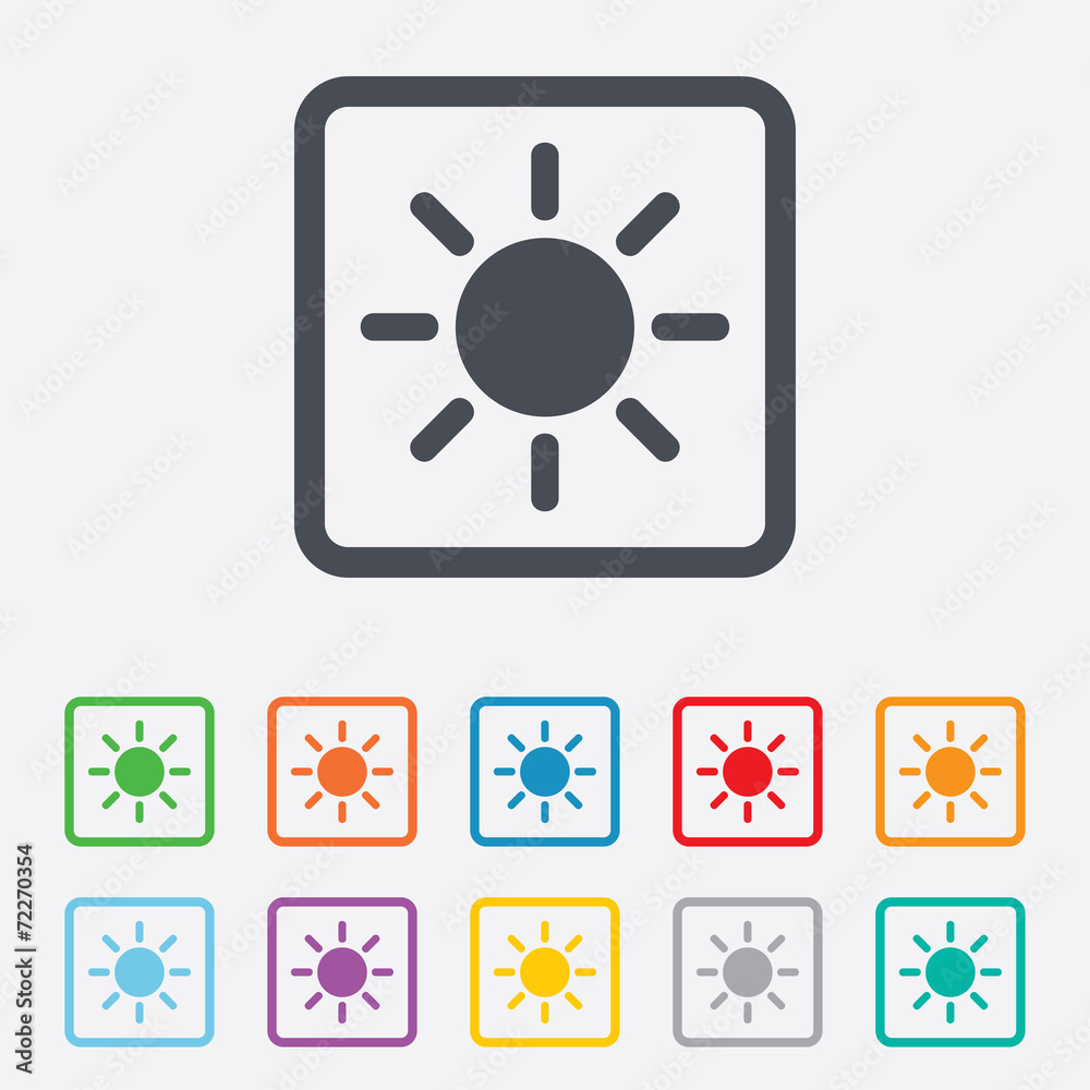 Sun sign icon. Solarium symbol. Heat button. Sun sign icon. Solarium symbol. Heat button.