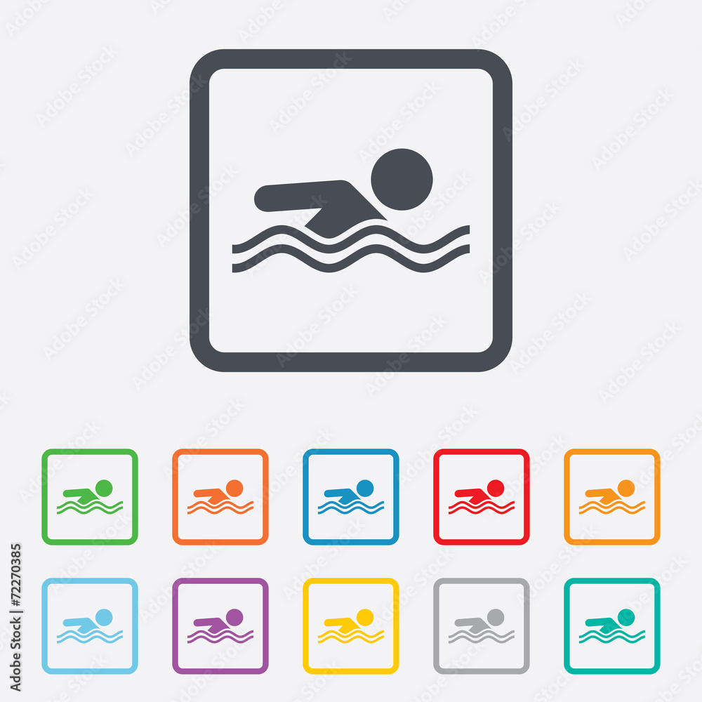 Swimming sign icon. Pool swim symbol. Swimming sign icon. Pool swim symbol.