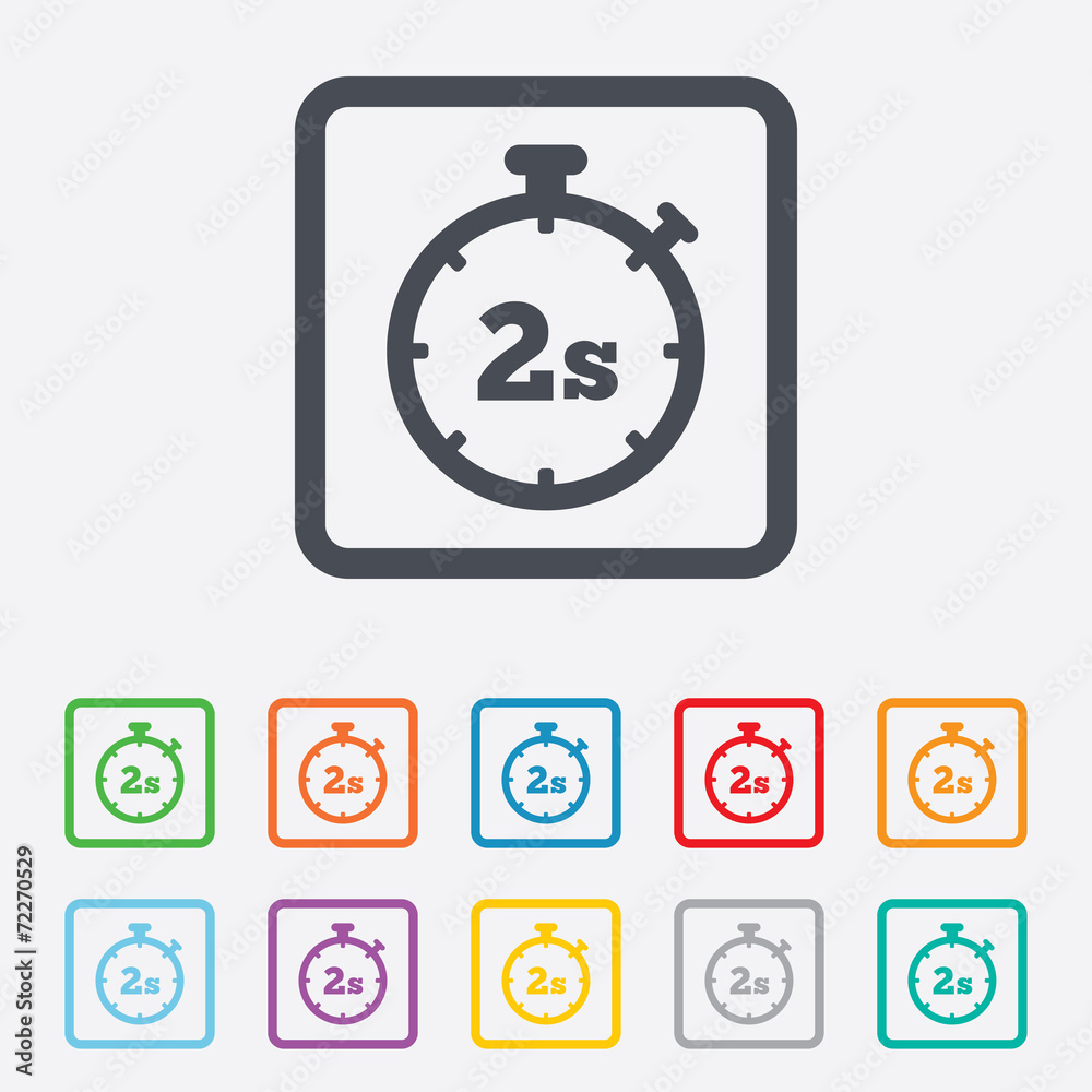 Timer 2s sign icon. Stopwatch symbol. Timer 2s sign icon. Stopwatch symbol.