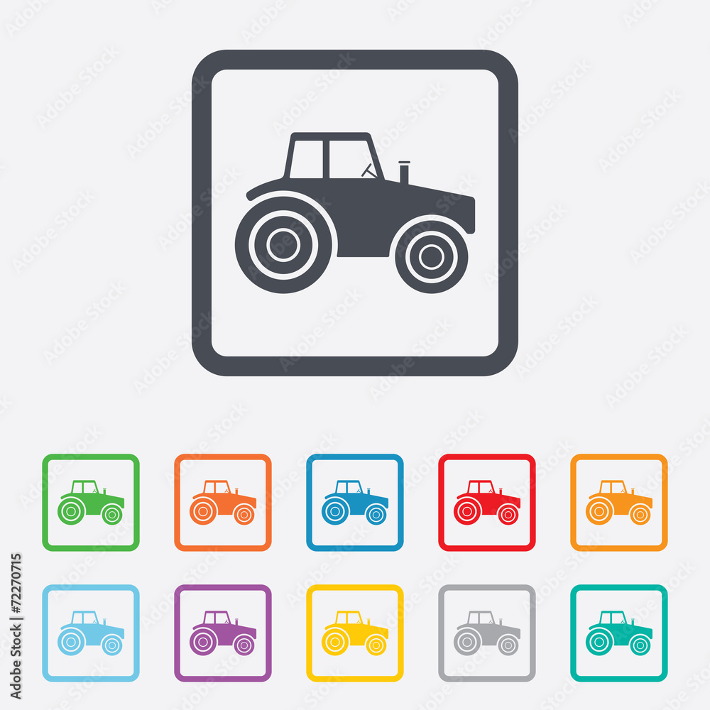 Tractor sign icon. Agricultural industry symbol. Tractor sign icon. Agricultural industry symbol.