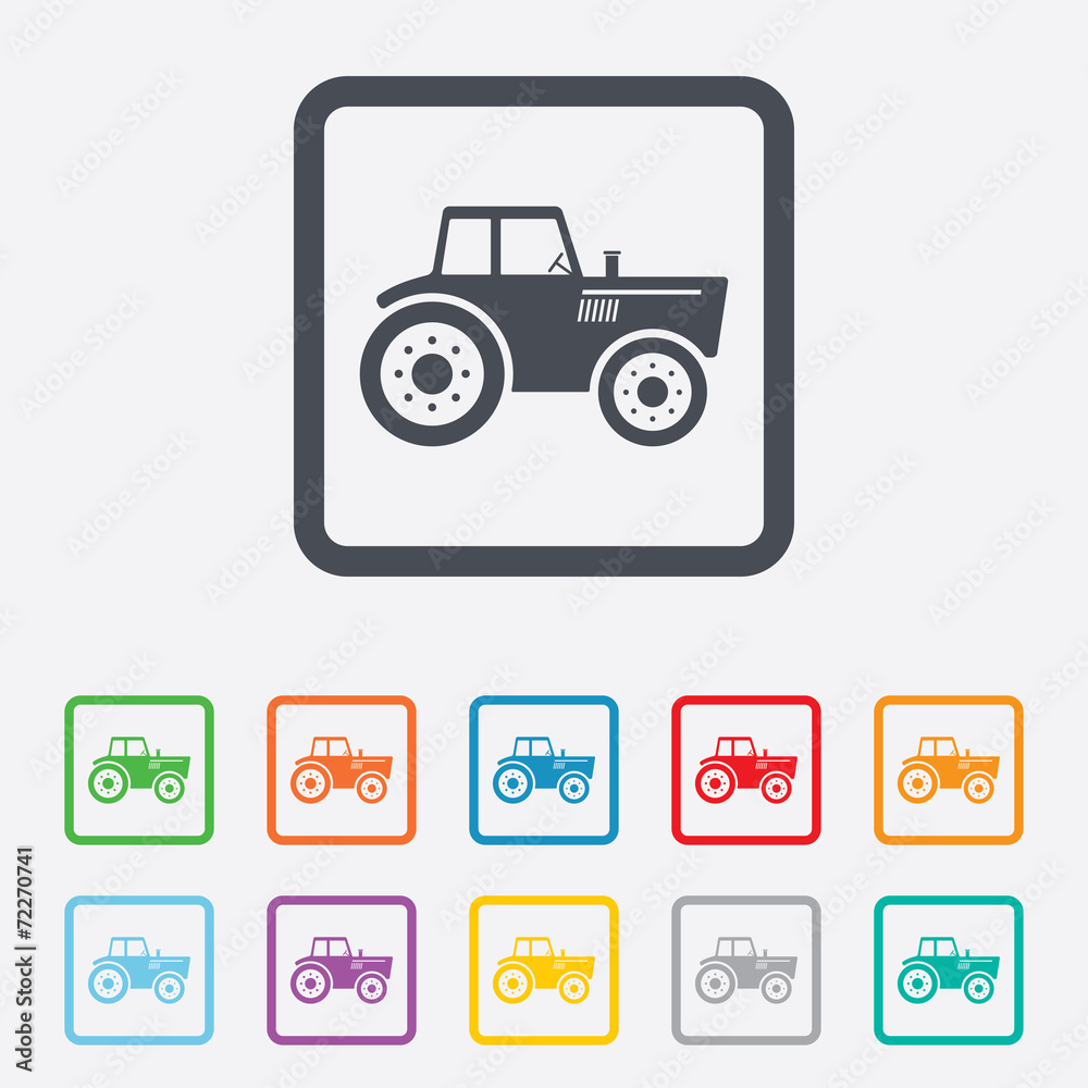 Tractor sign icon. Agricultural industry symbol. Tractor sign icon. Agricultural industry symbol.
