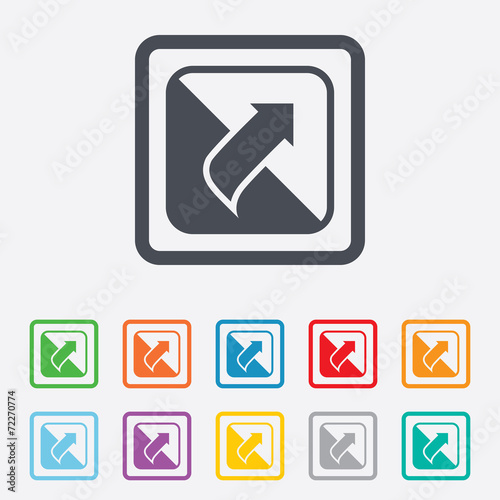Turn page sign icon. Peel back sheet corner.