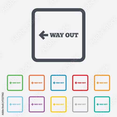 Way out left sign icon. Arrow symbol.