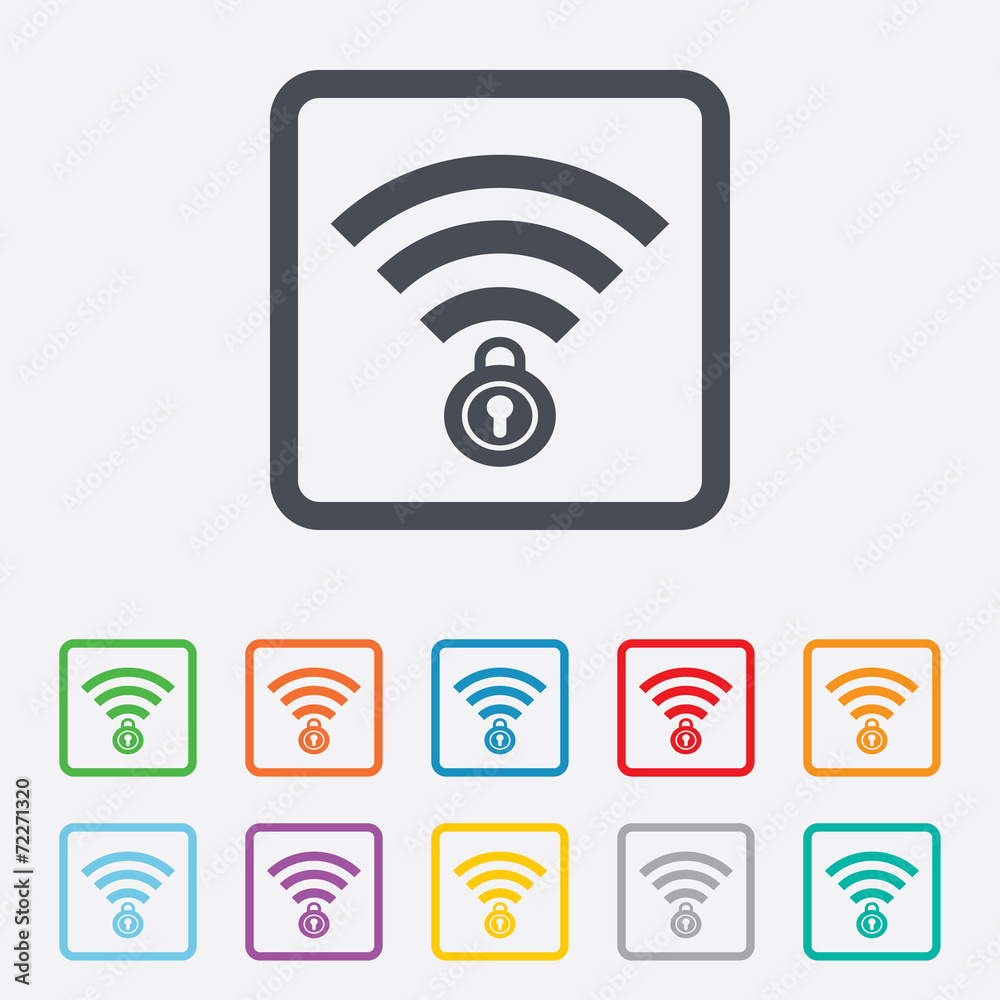 Wifi locked sign. Pass Wi-fi symbol. Wireless. Wifi locked sign. Pass Wi-fi symbol. Wireless.