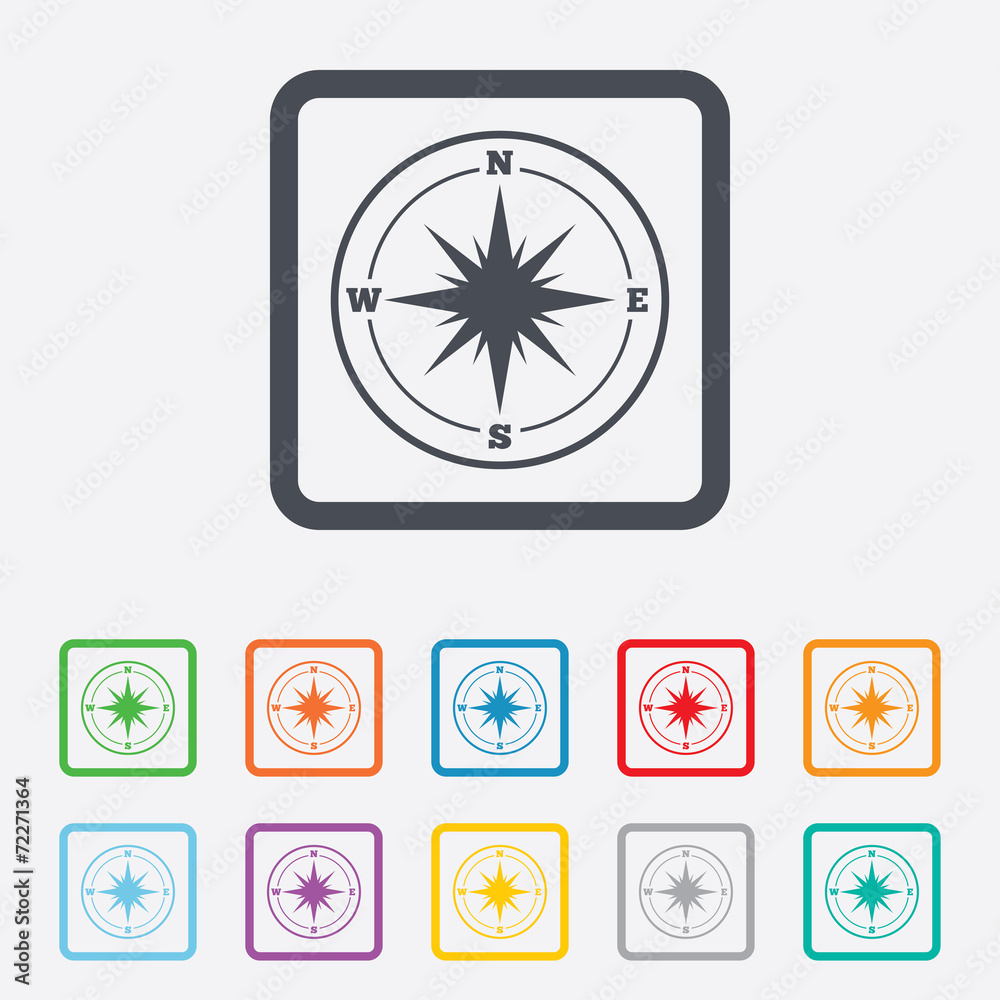 Compass sign icon. Windrose navigation symbol. Compass sign icon. Windrose navigation symbol.