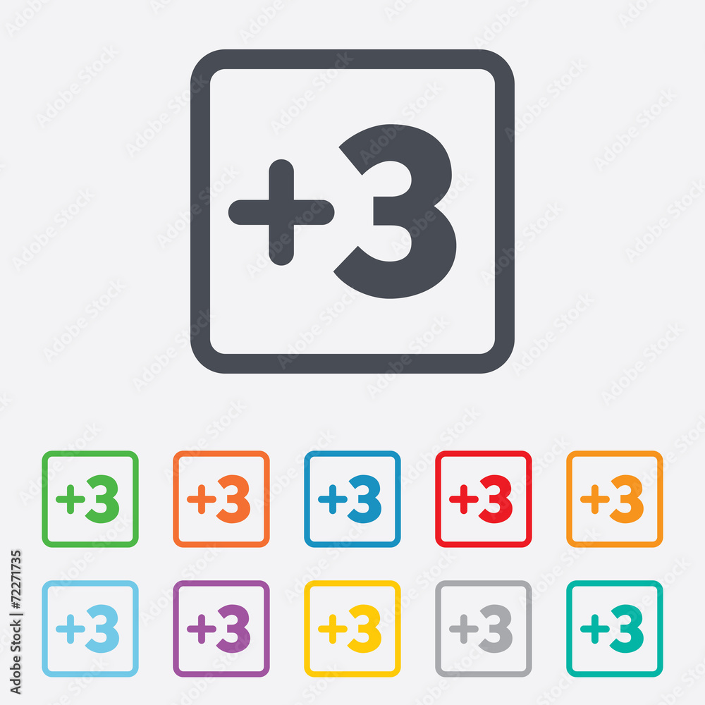 Obraz premium Plus three sign. Add three symbol.