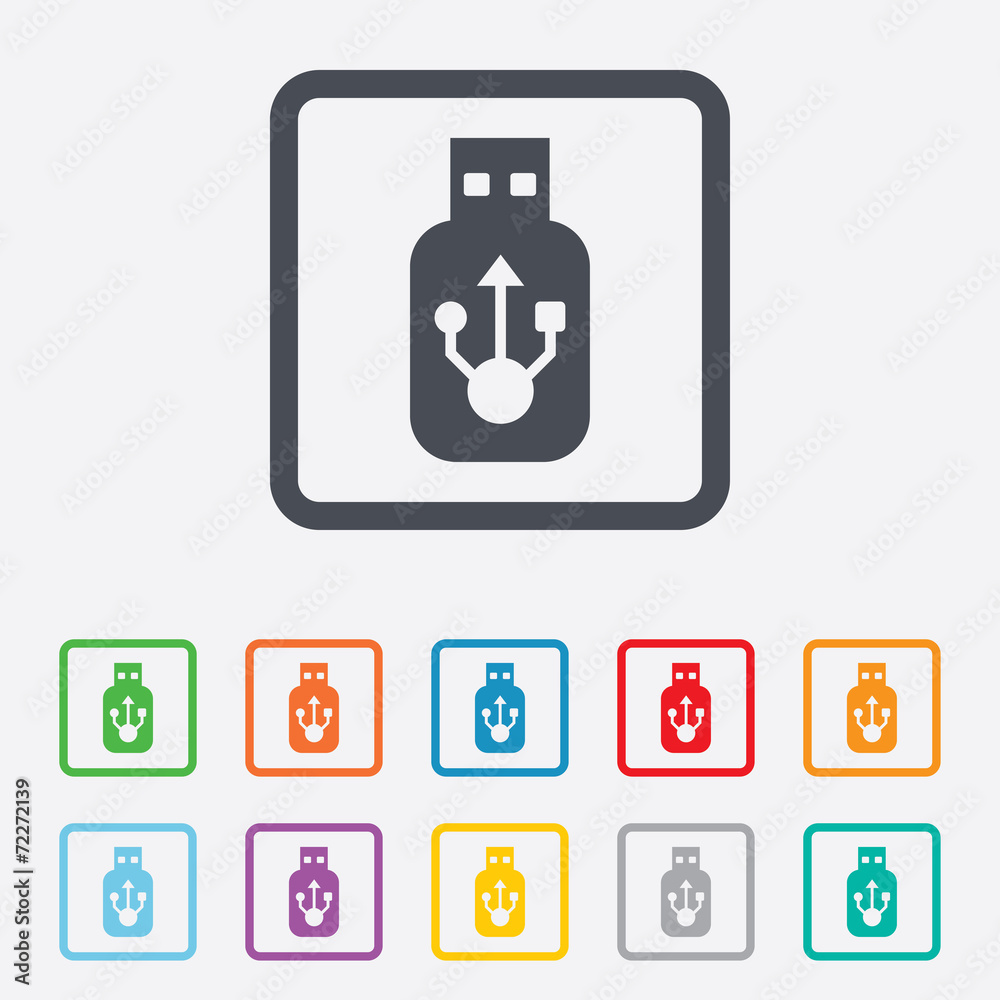 Usb sign icon. Usb flash drive stick symbol. Usb sign icon. Usb flash drive stick symbol.