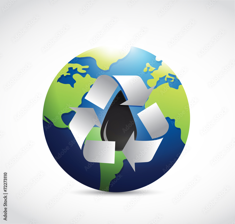 Naklejka premium recycle oil around the globe illustration