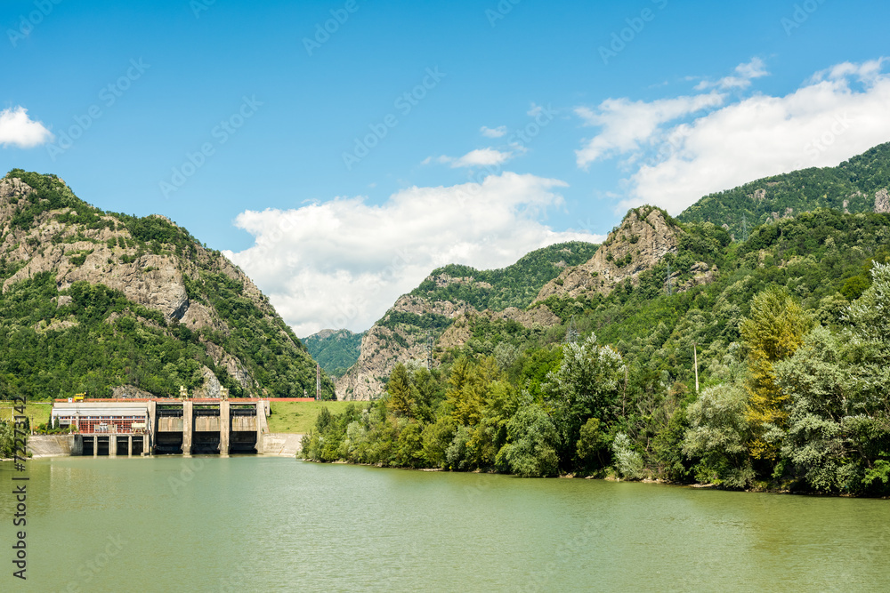 Dam On Olt River In The Carpathian Mountains