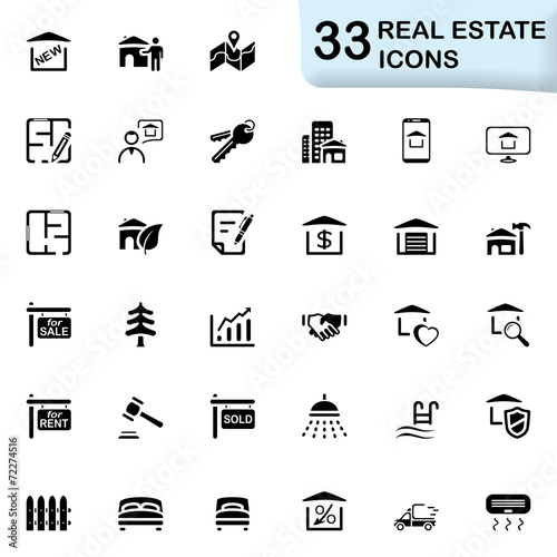 33 black real estate icons