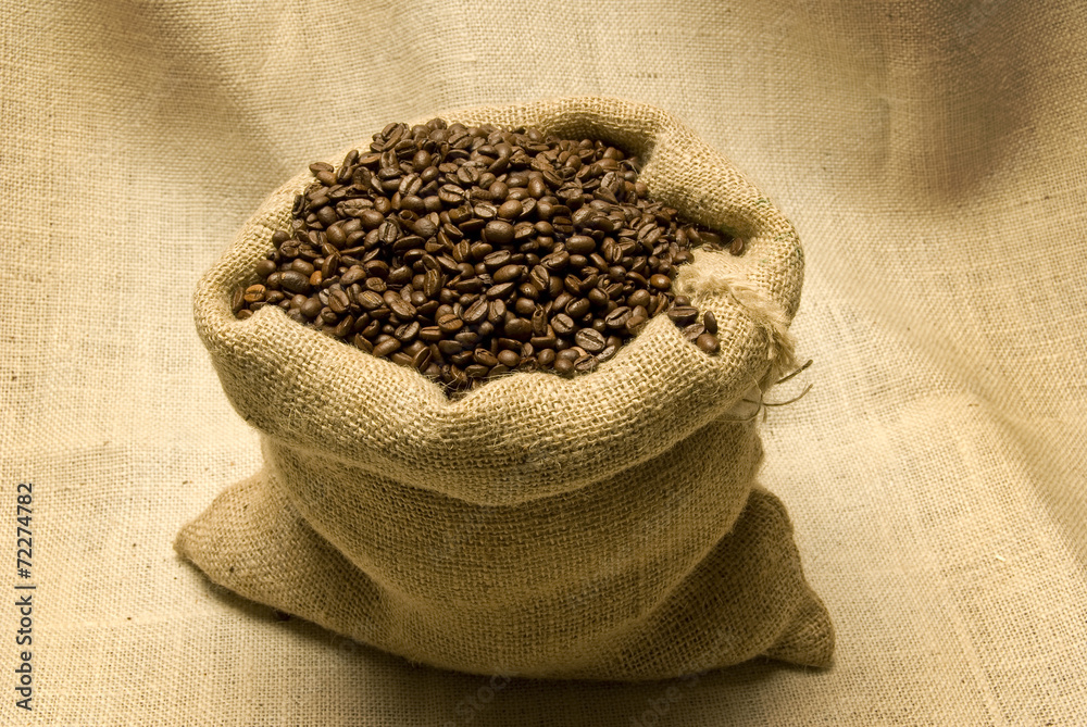 Burlap Bag Full of Coffee Beans Burlap Bag Full of Coffee Beans