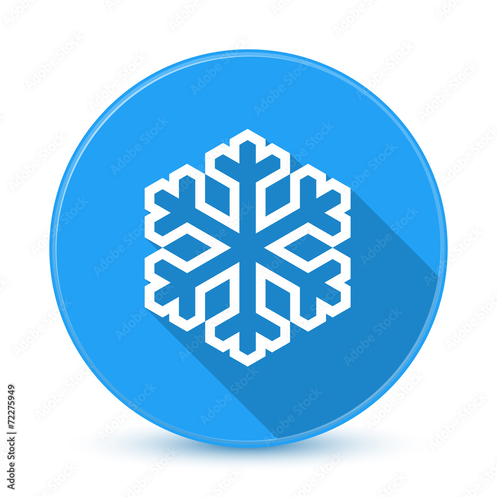 Blue snowflake icon button with long shadow Blue snowflake icon button with long shadow